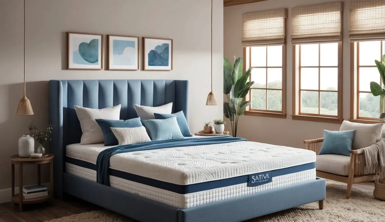 A cozy bedroom with a luxurious Saatva Classic mattress, adorned with soft bedding and surrounded by peaceful decor