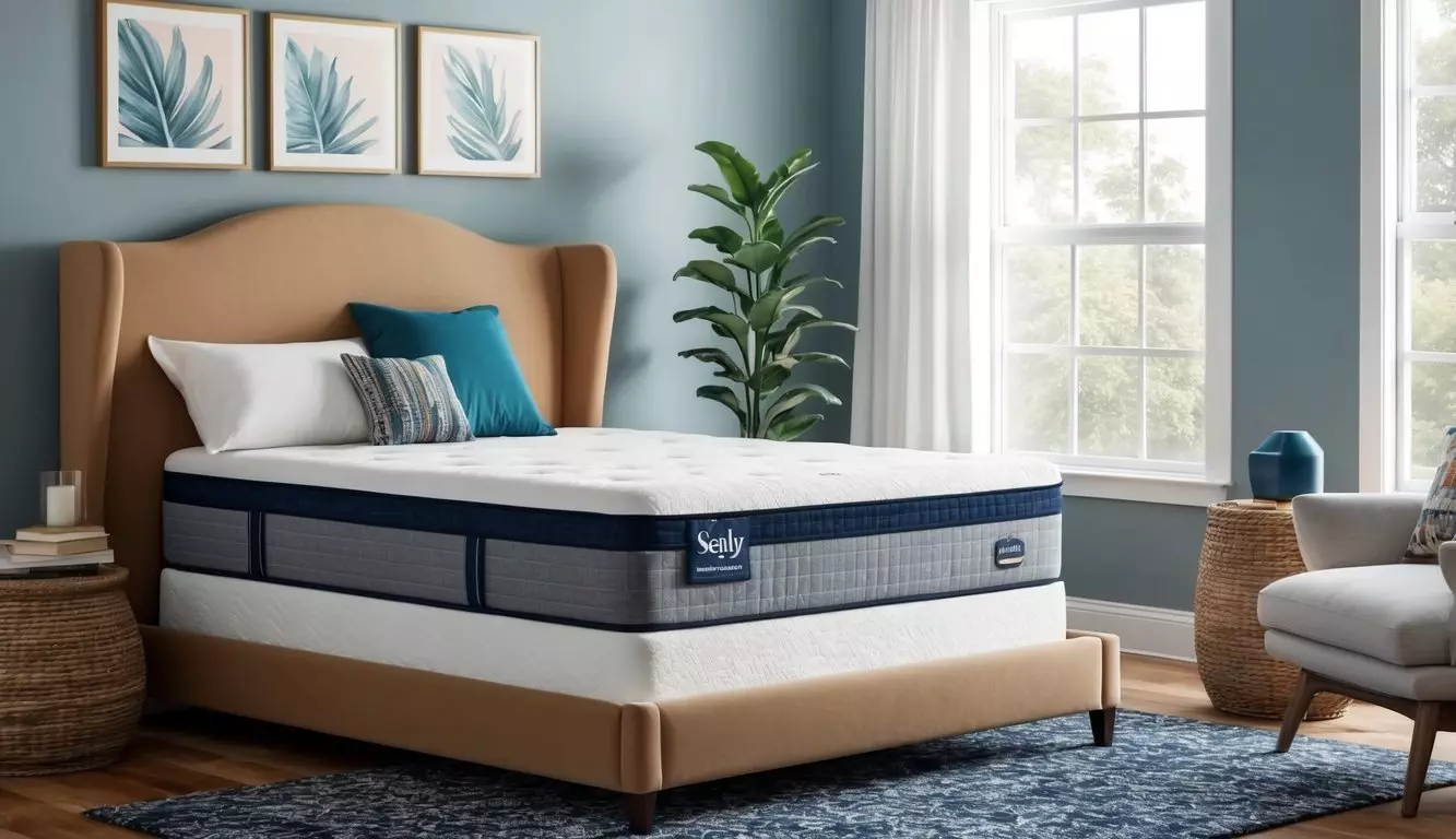 A cozy bedroom with a Sealy mattress showcasing its supportive features through its sturdy construction and plush comfort layers