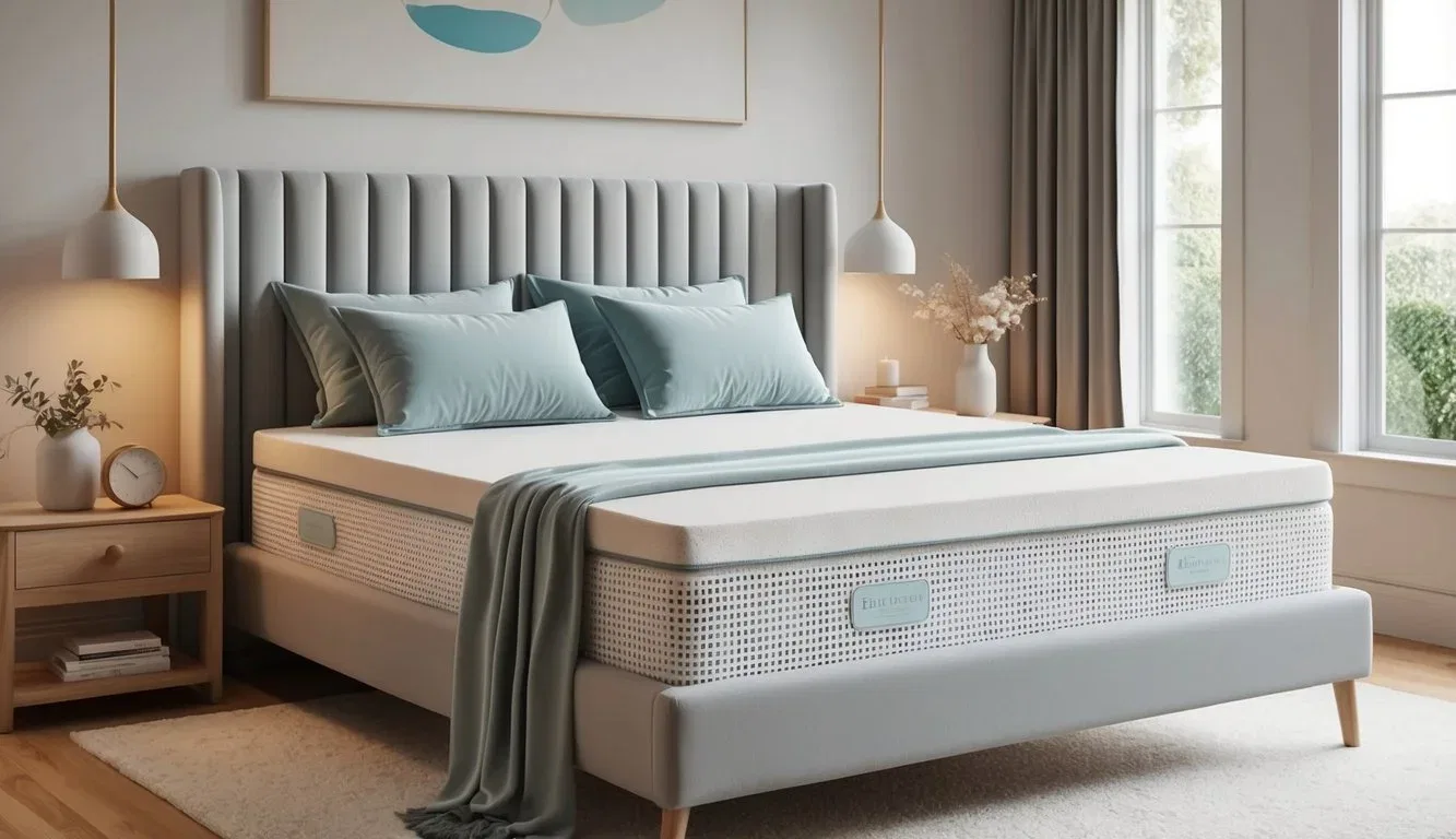 A peaceful bedroom with a plush, supportive latex mattress, soft bedding, and gentle lighting