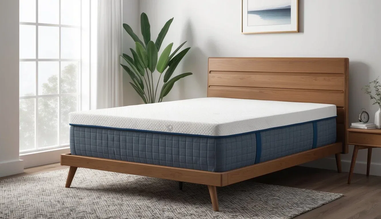 A firm mattress with sturdy support and minimal give, featuring a solid and unyielding surface for a comfortable and restful sleep