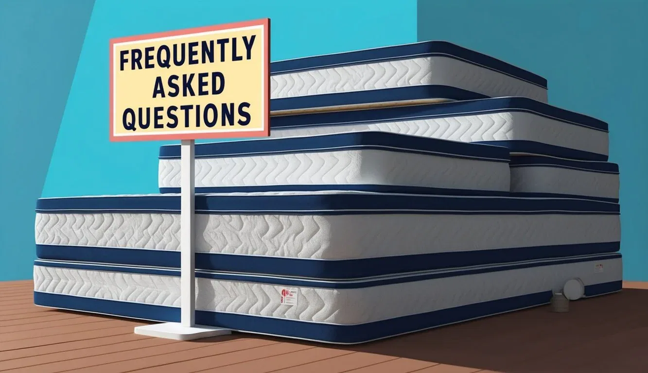 A stack of mattresses with a prominent