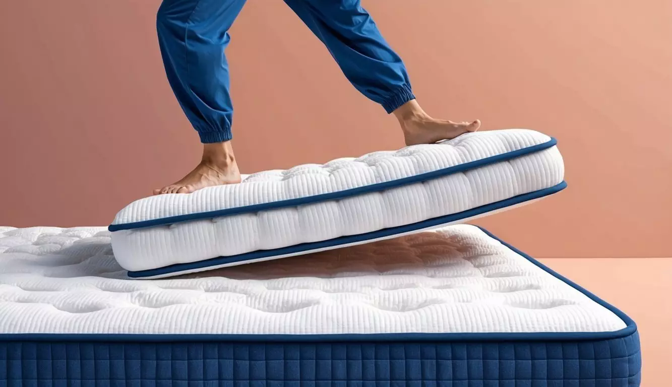 A mattress being repeatedly compressed and released to test durability