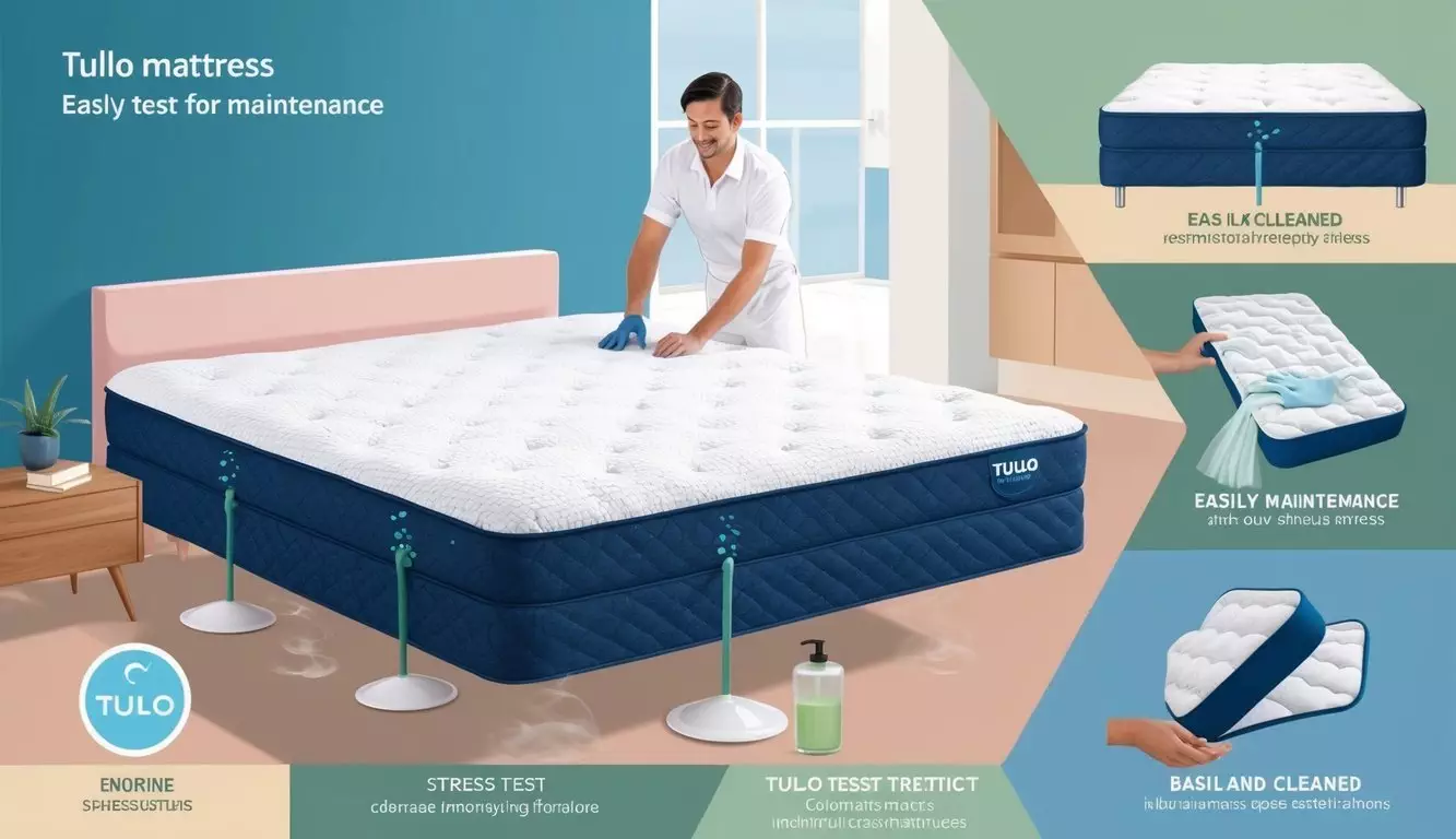 A tulo mattress enduring various stress tests and being easily cleaned for maintenance