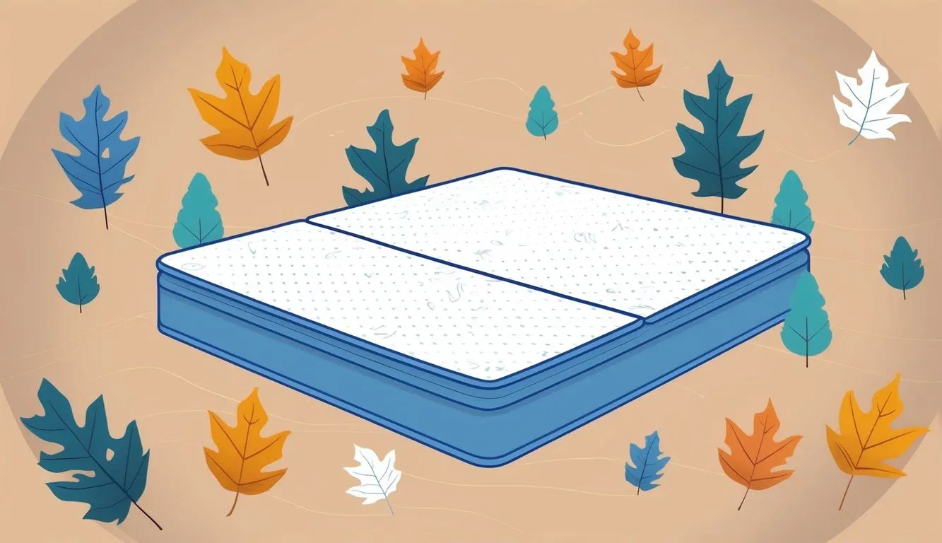 A mattress with reinforced edges and a reversible surface, surrounded by seasonal elements