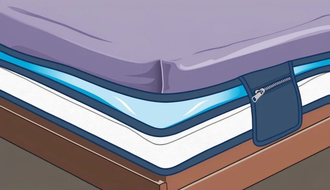 A mattress protector with zipper closure, elastic edges, and waterproof fabric