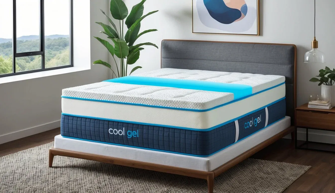 A cool gel mattress with breathable fabric and supportive foam layers