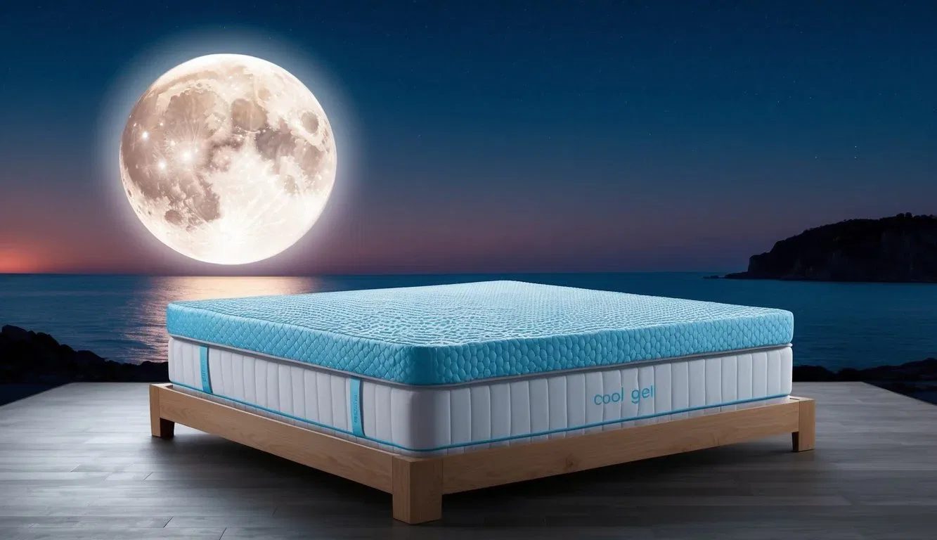 A cool gel mattress with a serene moonlit backdrop