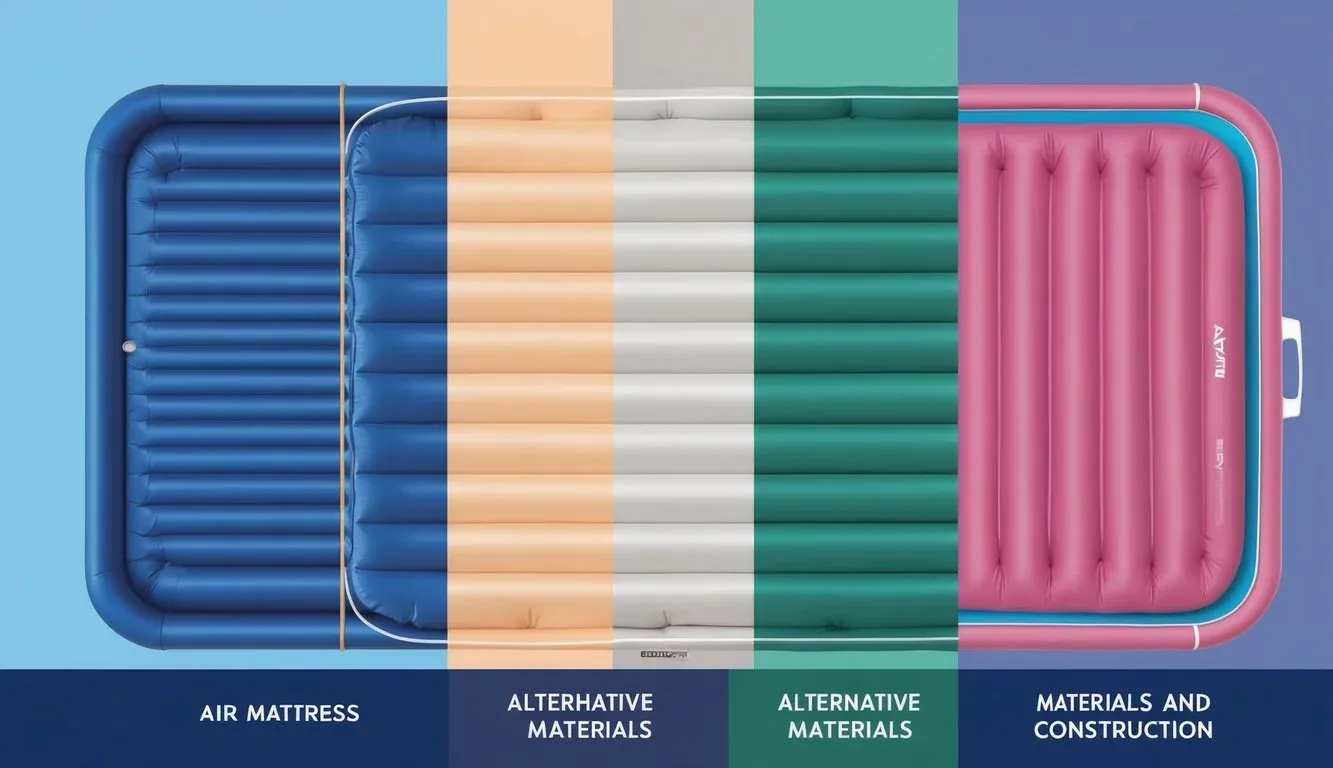 A side-by-side comparison of air mattress and alternative materials and construction, showcasing their differences in design and functionality