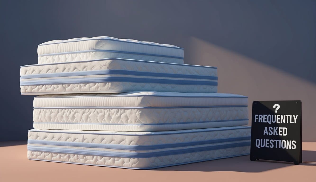 A stack of plush, pillow-top mattresses with a